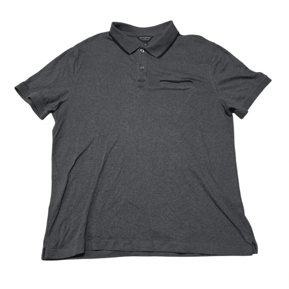 Banana Republic Luxe Touch Performance Polo Shirt Mens Large Gray Short Sleeve